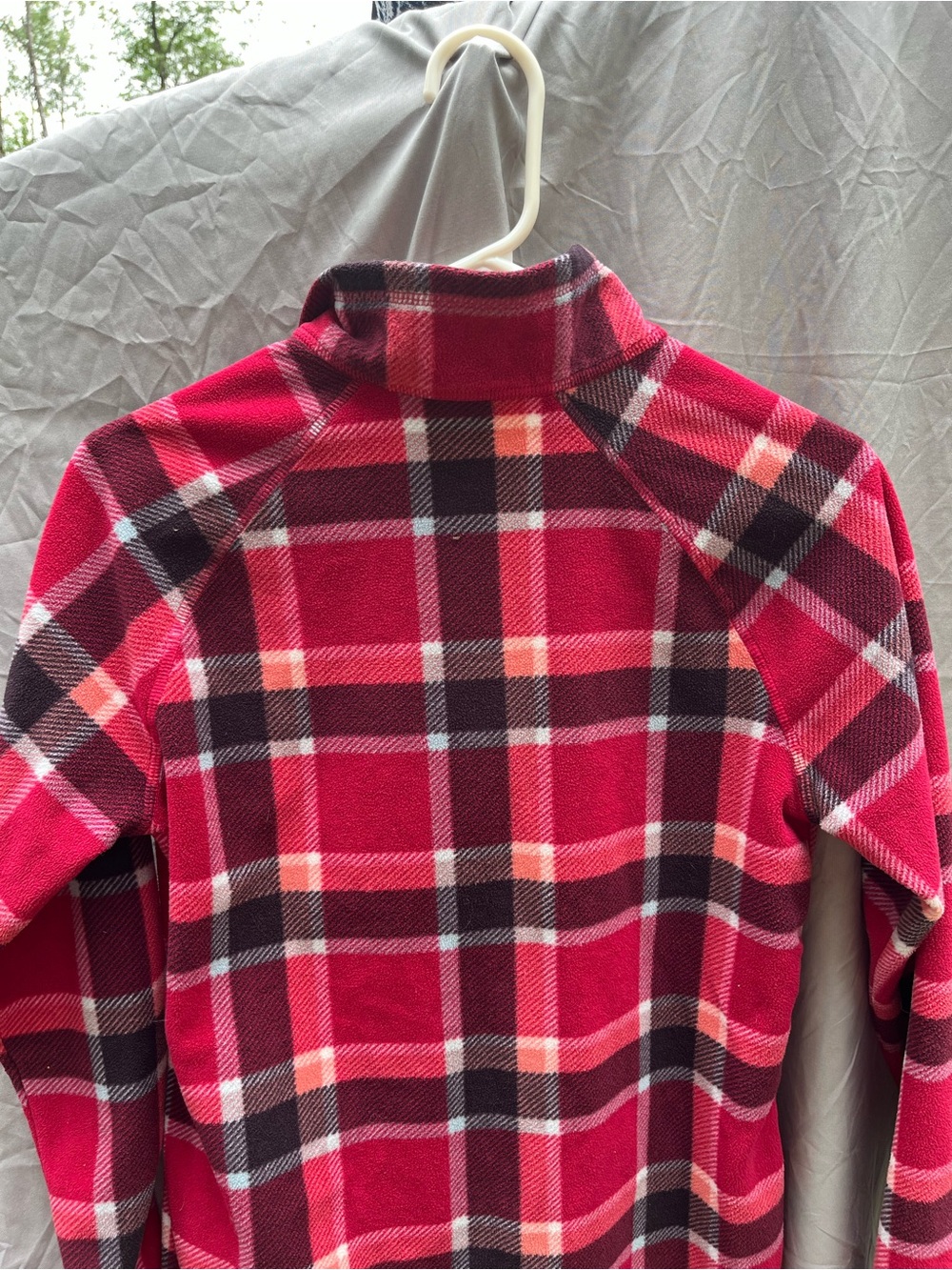 Eddie Bauer Pink and Black Plaid Half -Zip Fleece Pullover - Picture 3 of 6
